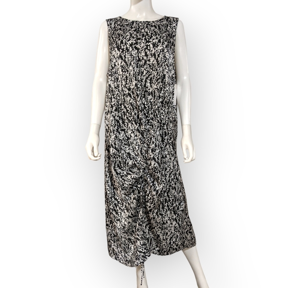 NORDSTROM RACK Shirred Trailing Vines Black Satin Dress (Plus), 1X - Picture 10 of 13